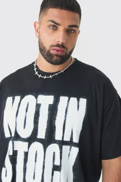 Plus Not In Stock Oversized Print T-shirt In Black | BoohooMAN UK