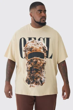 Plus OFCL Balaclava Graphic T-Shirt | BoohooMAN UK