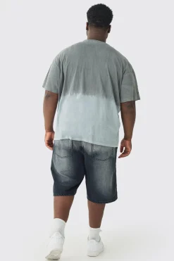 Plus OFCL Ombre Washed T-shirt In Black | BoohooMAN UK