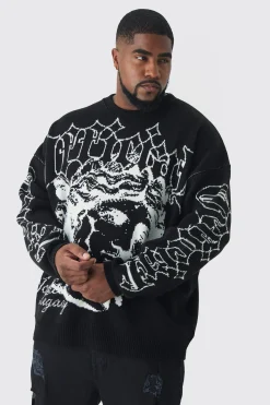 Plus OFCL Renaissance Crew Neck Jumper | BoohooMAN UK