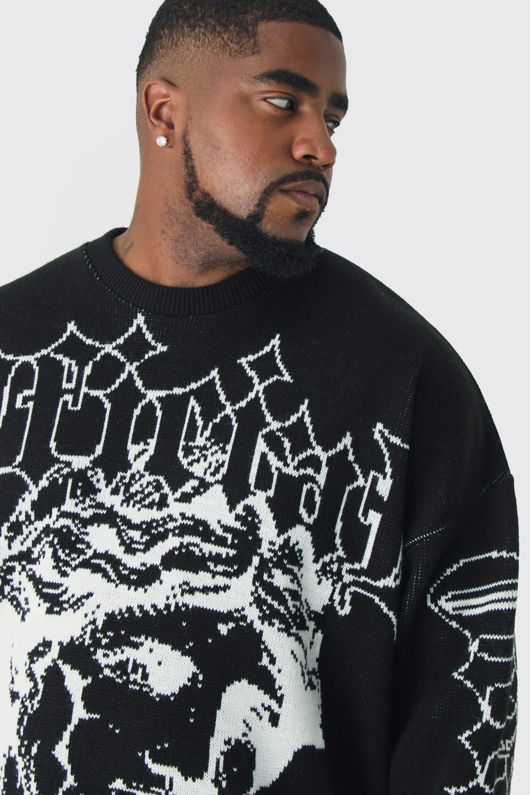 Plus OFCL Renaissance Crew Neck Jumper | BoohooMAN UK
