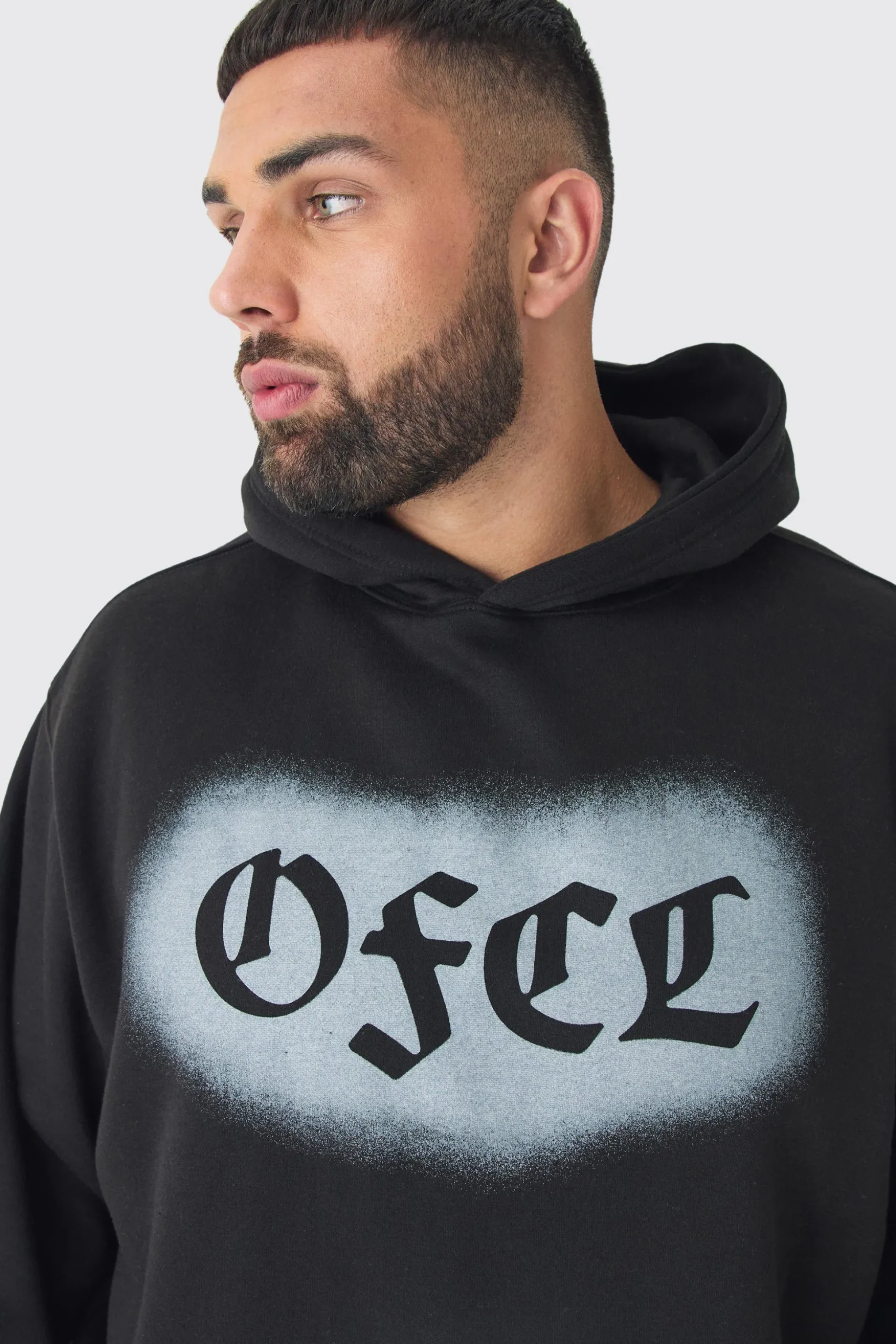 Plus OFCL Spray Hoodie & Relaxed Fit Jogger Tracksuit | BoohooMAN UK