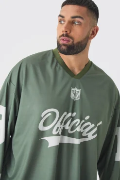 Plus Official 13 Oversized Hockey T-Shirt In Black | BoohooMAN UK