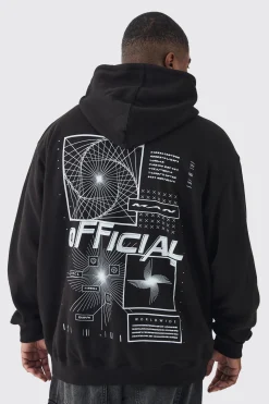 Plus Official Abstract Graphic Oversized Hoodie | BoohooMAN UK