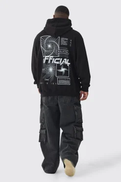 Plus Official Abstract Graphic Oversized Hoodie | BoohooMAN UK