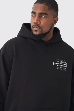 Plus Official Abstract Graphic Oversized Hoodie | BoohooMAN UK