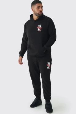 Plus Official Dove Printed Regular Fit Tracksuit | BoohooMAN UK