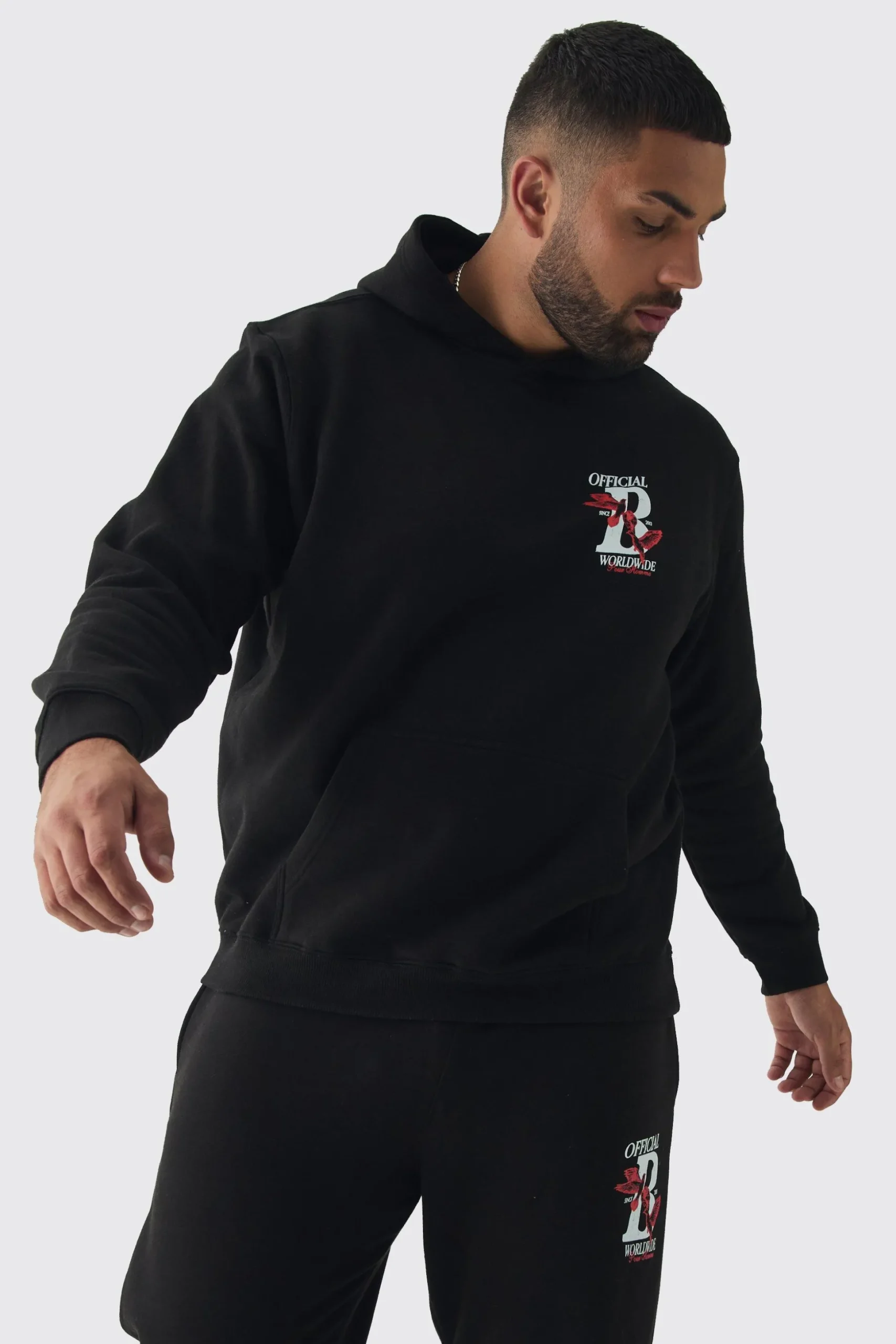 Plus Official Dove Printed Regular Fit Tracksuit | BoohooMAN UK