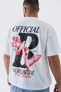 Plus Official Dove Printed Oversized T-Shirt | BoohooMAN UK