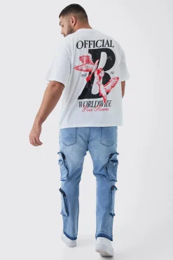 Plus Official Dove Printed Oversized T-Shirt | BoohooMAN UK