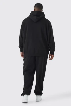 Plus Official Homme Skull Print Oversized Tracksuit In Black | BoohooMAN UK
