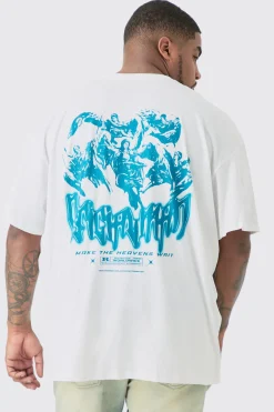 Plus Official Renaissance Back Print T-shirt In White | BoohooMAN UK
