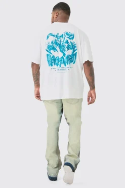 Plus Official Renaissance Back Print T-shirt In White | BoohooMAN UK