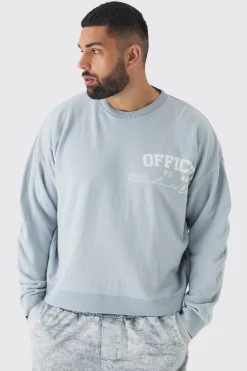 Plus Official Varsity Knitted Sweatshirt | BoohooMAN UK