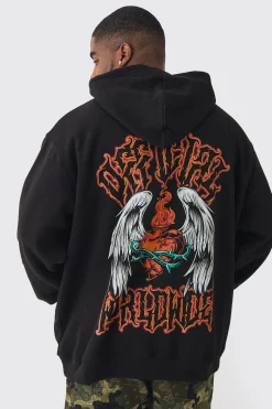 Plus Official Worldwide Back Printed Oversized Hoodie | BoohooMAN UK
