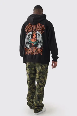 Plus Official Worldwide Back Printed Oversized Hoodie | BoohooMAN UK