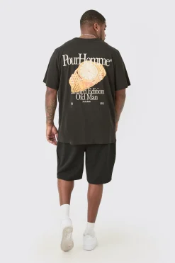 Plus Old Money Graphic Back Print Oversized T-shirt | BoohooMAN UK