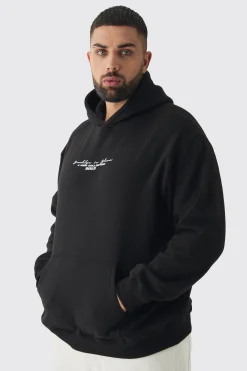 Plus Overdyed Spliced Floral Graphic Oversized Hoodie | BoohooMAN UK
