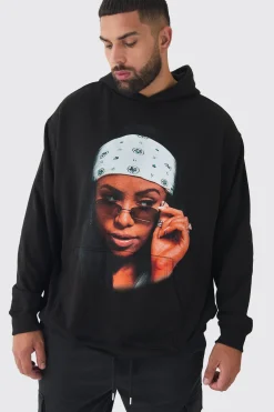 Plus Oversized Aaliyah License Hoodie | BoohooMAN UK