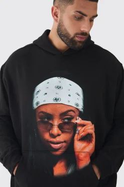 Plus Oversized Aaliyah License Hoodie | BoohooMAN UK