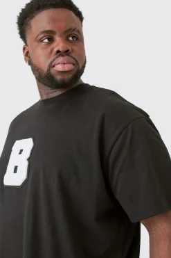 Plus Oversized Applique T-shirt & Short Set | BoohooMAN UK