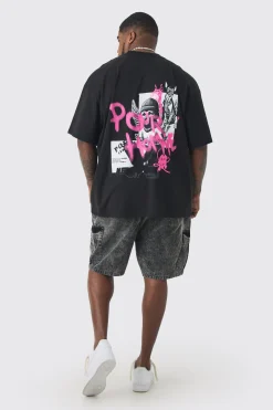 Plus Oversized Back Print Graffiti Heavyweight T-shirt | BoohooMAN UK