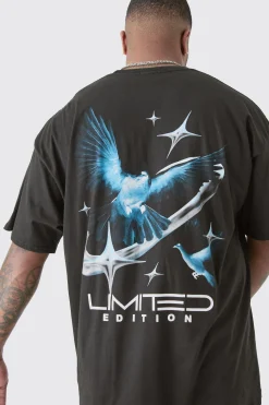 Plus Oversized Bird Graphic T-shirt | BoohooMAN UK