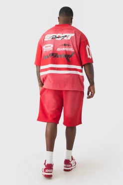 Plus Oversized Boxy Extended Neck Washed Applique Moto Tshirt | BoohooMAN UK