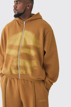 Plus Oversized Boxy Grafiti Print Hooded Relaxed Jogger Tracksuit | BoohooMAN UK