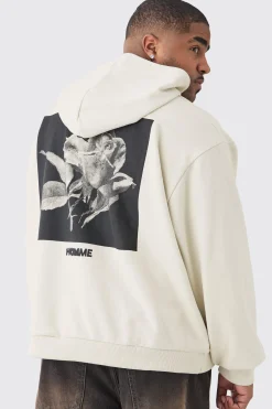 Plus Oversized Boxy Heavyweight Back Graphic Hoodie | BoohooMAN UK
