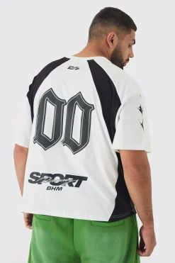 Plus Oversized Boxy Puff Print Moto Tshirt | BoohooMAN UK
