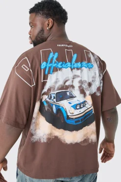 Plus Oversized Boxy Rally Graphic T-shirt | BoohooMAN UK