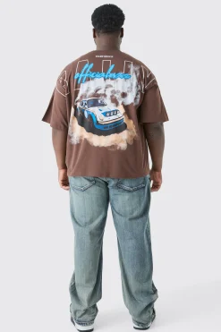 Plus Oversized Boxy Rally Graphic T-shirt | BoohooMAN UK