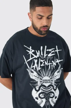 Plus Oversized Bullet For My Valentine License Print T-Shirt | BoohooMAN UK