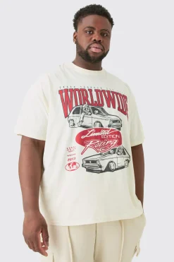 Plus Oversized Car Graphic T-shirt | BoohooMAN UK