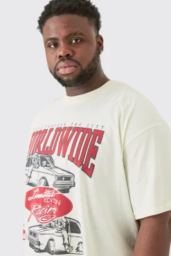 Plus Oversized Car Graphic T-shirt | BoohooMAN UK