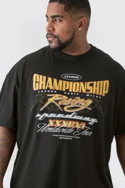 Plus Oversized Championship Moto Graphic T-shirt | BoohooMAN UK