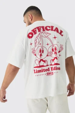 Plus Oversized Cherry Graphic T-Shirt | BoohooMAN UK