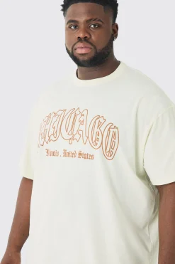 Plus Oversized Chicago Print T-shirt | BoohooMAN UK