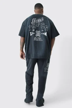 Plus Oversized Dark Tropics Wash T-shirt | BoohooMAN UK
