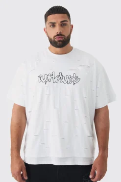 Plus Oversized Double Layer Worldwide T-shirt | BoohooMAN UK
