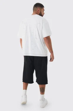 Plus Oversized Double Layer Worldwide T-shirt | BoohooMAN UK