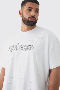 Plus Oversized Double Layer Worldwide T-shirt | BoohooMAN UK