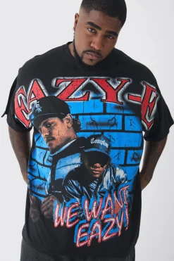 Plus Oversized Eazy E Large Scale License Print T-Shirt | BoohooMAN UK
