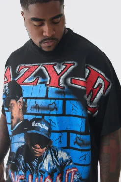 Plus Oversized Eazy E Large Scale License Print T-Shirt | BoohooMAN UK