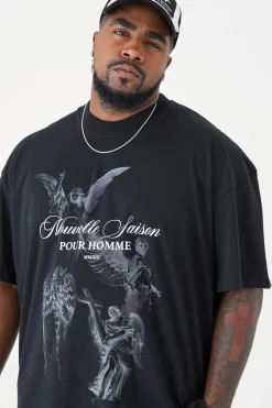 Plus Oversized Extended Neck Renaissance T-shirt | BoohooMAN UK