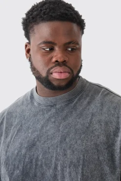 Plus Oversized Extended Neck Laundered Wash Long Sleeve T-shirt | BoohooMAN UK