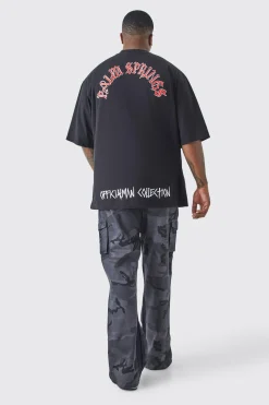 Plus Oversized Extended Neck Graffiti T-shirt | BoohooMAN UK