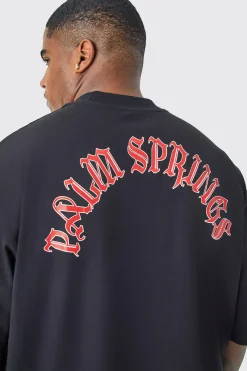 Plus Oversized Extended Neck Graffiti T-shirt | BoohooMAN UK