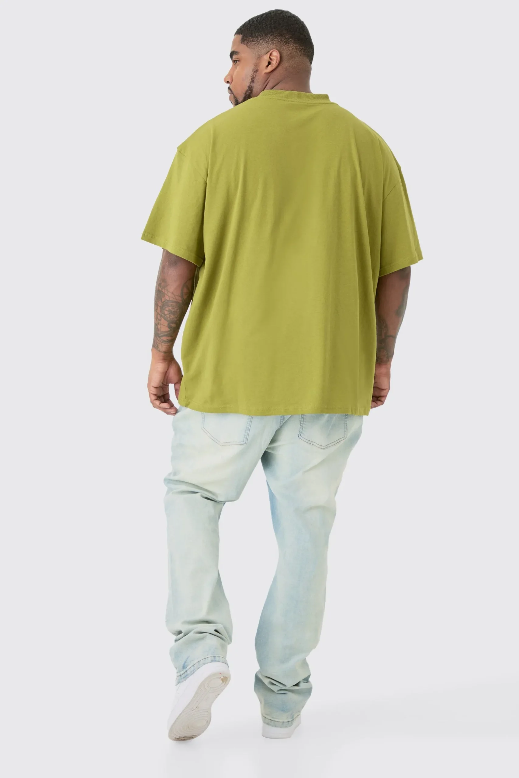 Plus Oversized Extended Neck Graffiti Spray T Shirt | BoohooMAN UK